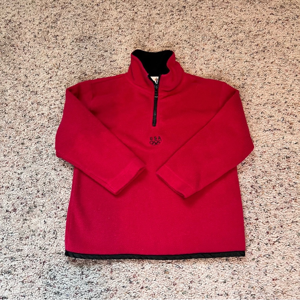 Dark Pink Retro kids USA Olympic Quarter-Zip Pullover